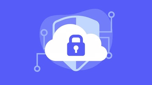 Secure Data Protection with a Cloud, Padlock, and Shield.