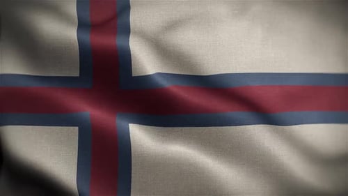 Realistic White Flag with Red and Blue Cross Waving