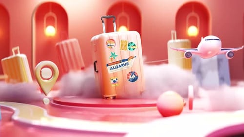 Algarve, Travel, adventure and departure concepts in summer. orange, peach color tones