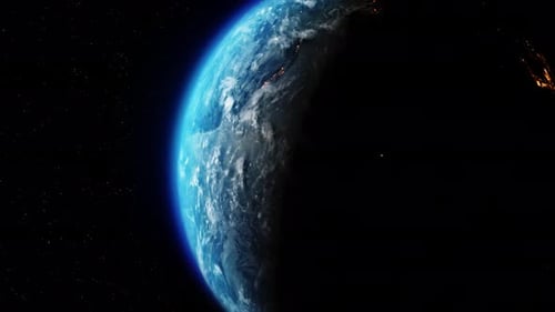 Earth Rotating on Axis in Space with Stars