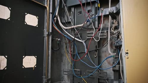 Open Electrical Box Full of Wires and Components