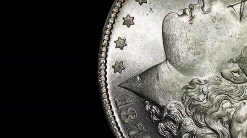 Morgan Dollar Silbermünze aus nächster Nähe