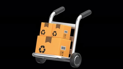 box cart 3D Animation, Alpha Channel, Transparent Background