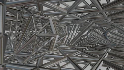 Rotation inside the Wireframe of a Silver Figure, Shape, Reflection, 3D Render, Exclusive