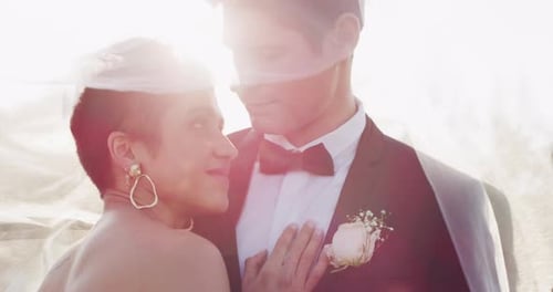 Romantic Couple on their Beautiful Wedding Day