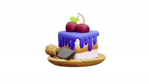 3D Animated Cake Reveal with Cherries and Icing