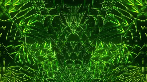 Abstract Glowing Green Kaleidoscope Pattern Loop
