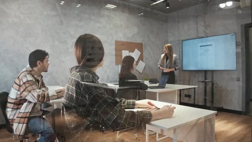 Professional Woman Gives Presentation in Modern Office