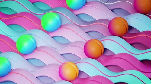 Farbenfrohe abstrakte, befriedigende, schleifbare 3D-Animation von eleganten Bällen, Illusionskonzeption