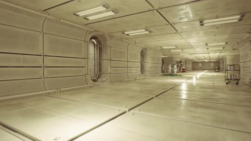 Passage logistique comprenant un éclairage chaud et des fournitures de déménagement