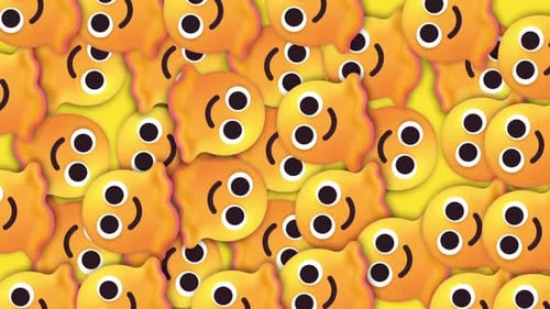 Abstract Animated Orange Smiling Blob Characters Background