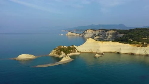 Beautiful view of Cape Drastis in the island of Corfu in Greece. Cape Drastis, the impressive format