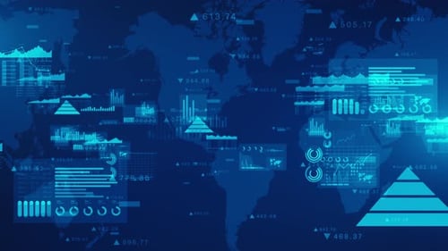 Futuristic Corporate Data Analytics with World Map Background
