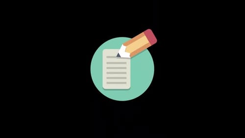 Animated Flat Design Document Writing and Editing Icon Loop