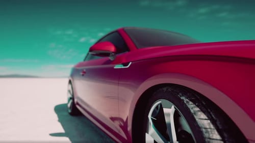 Close Up Detail of Sport Car in Salt Desert