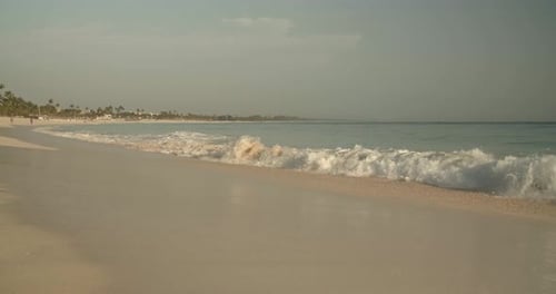 Beautiful Waves & Beach, Tropical Blue Peaceful Water Above