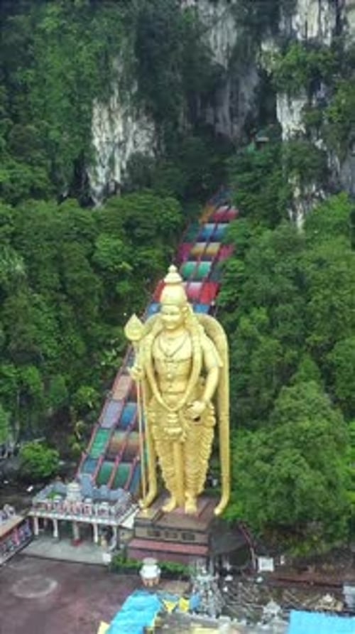 aerial view of Batu Caves Murugan Statue, Malaysia