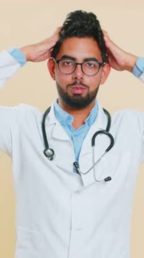 Pensive Doctor in White Coat Thinking Deeply