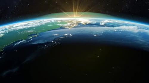 Earth With A Planet And The Sun In The Sky