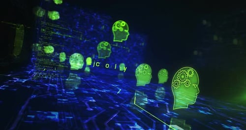 Artificial intelligence technology AI symbols loop cyber concept