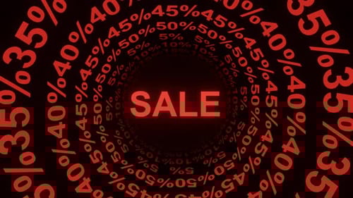 Red Sale Tunnel 5 50 Percent Discount Seamless Animation on Black Background