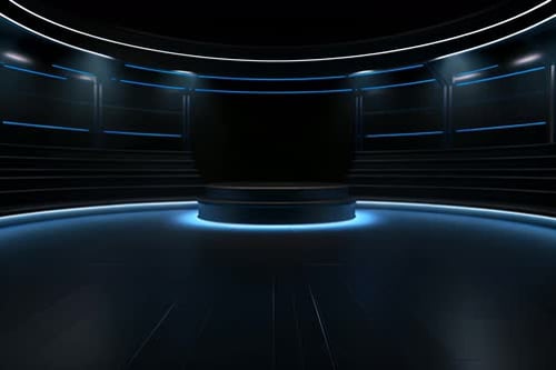podium Futuristic showcase with platform for product displaying. Empty modern stage display