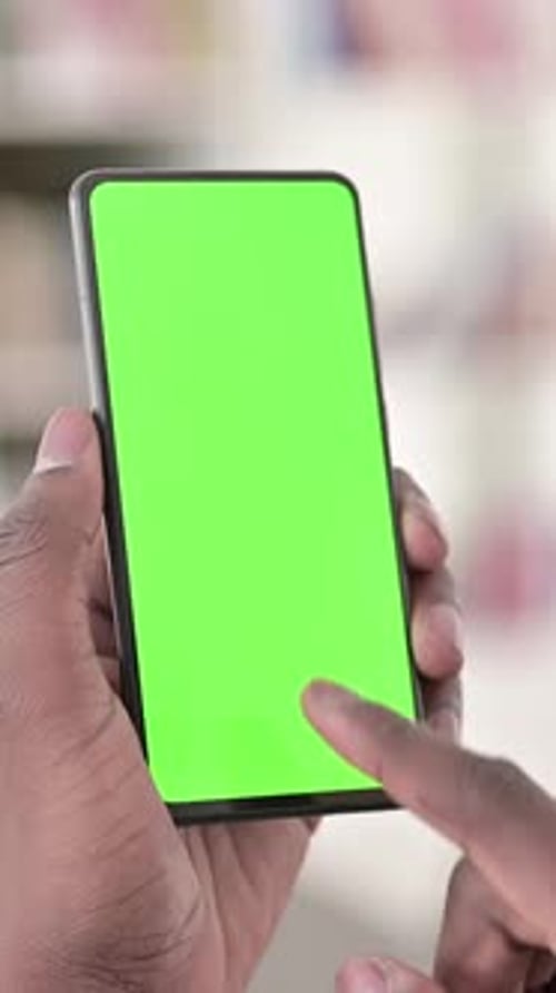 Chroma Key Smartphone, African Man, vertical video