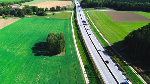 aerial view of famous german autobahn, 4k