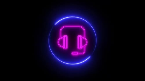Colorful Neon Headphone Icon