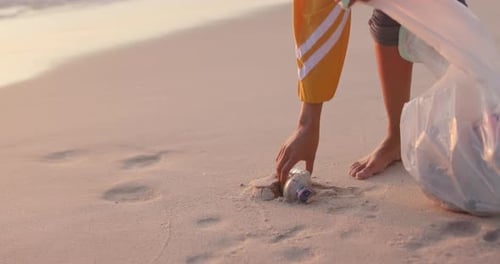 Volunteer, beach and trash cleaning for pollution in nature or community service