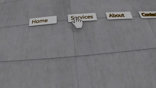 Menu de navigation du site Web avec options de services financiers