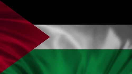 Palestine Flag Waving Realistic Fabric Loop Animation