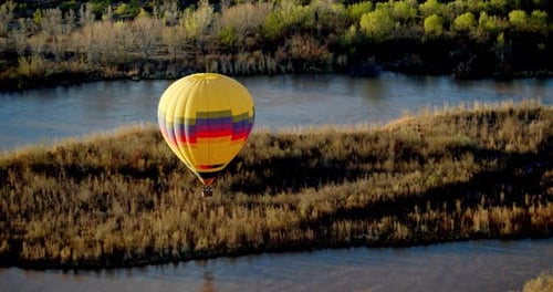 Hot Air Balloons Above Albuquerque, New Mexico at Sunset Adventure