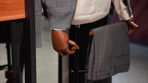 Stylish Men's Suit on a Wooden Mannequin Men's Clothing