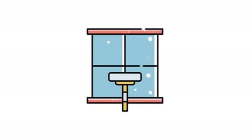 Flat Design Window Cleaning with Squeegee Animation