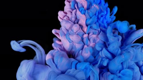 The Magic of Colorful Inks SlowMotion Mixing Forms a Beautiful RedBlue Abstraction Underwater on