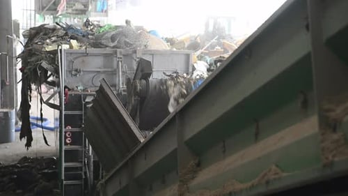 Trash Conveyors in the Waste Sorting Facility