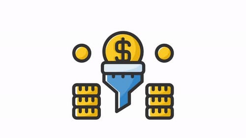 Animated Financial Funnel with Money Conversion Icon