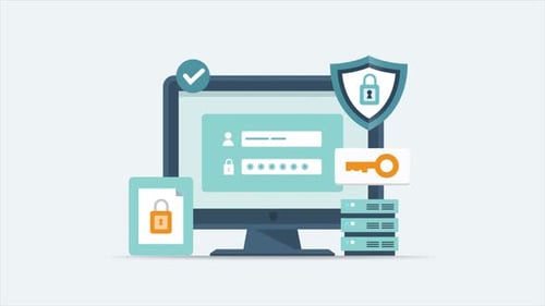 Flat Design Animation of Data Security Login Screen