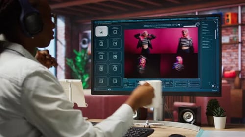 Graphic Designer Designing UX for AI Software Turning Text Prompt Into Photos