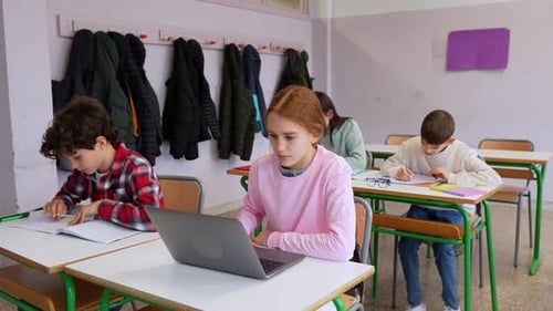 Students Working in a Classroom with Teacher