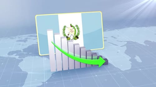 Guatemala Economic Decline Bar Chart Graph Downward Green Arrow