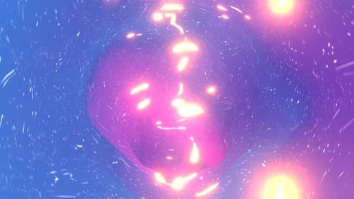 Pink Blue Ring Tunnel With Twinkling Lights Background VJ Loop l 4K