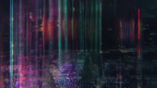 Barras de luz verticales Glitch, ruido digital cyberpunk, holográfico, abstracto, datos dañados, fondo