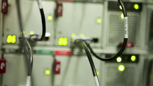 Server Equipment with Connection Cables and Lights