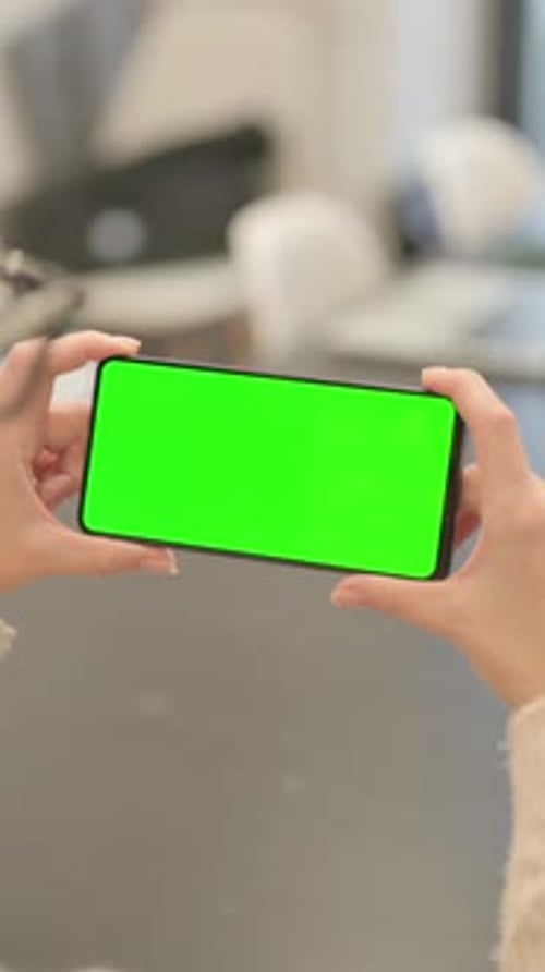 Holding Green Chroma Key Smartphone Screen