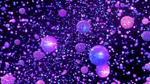 Abstract Purple and Blue Glowing Spheres Motion Background