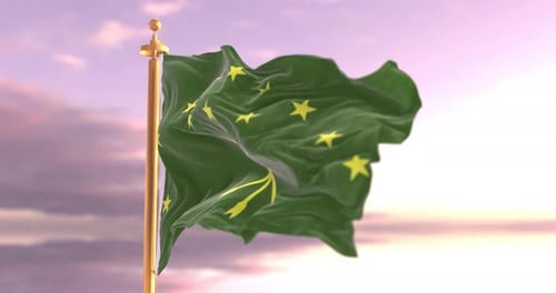 Realistic 3D Adygea Flag Waving Animation