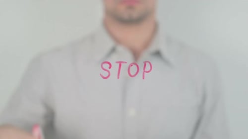 Stop, Writing on Transparent Screen