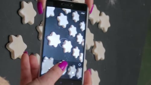 Taking Photo of Star Shaped Cookies with Phone